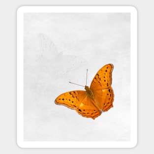 Butterfly and ghost on textured white Sticker